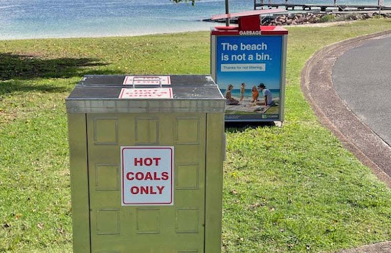 Council trialling hot coal bin at Little Beach