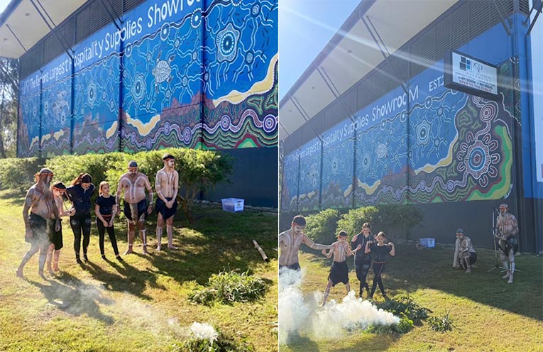 Colourful Koori Colours Mural unveiled in smoking ceremony at Taylors Beach