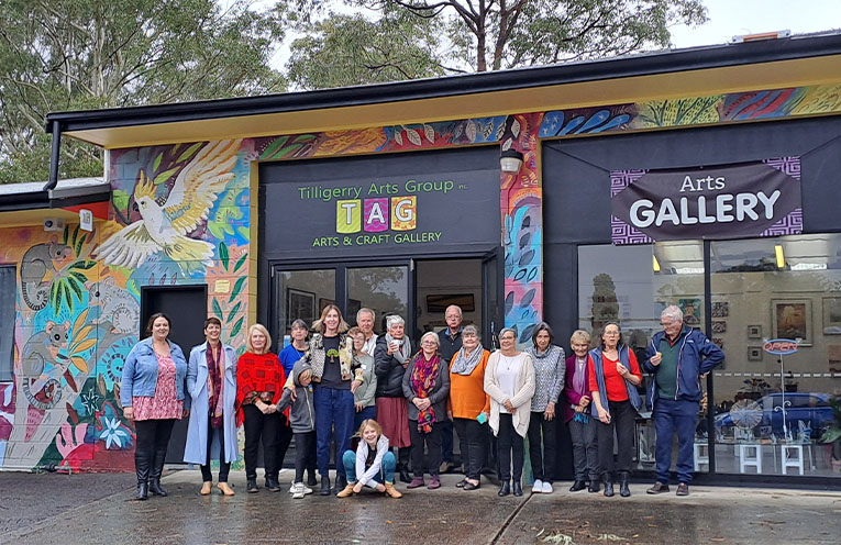 Entrance to Tilligerry Arts Group Gallery transformed into vibrant work of art