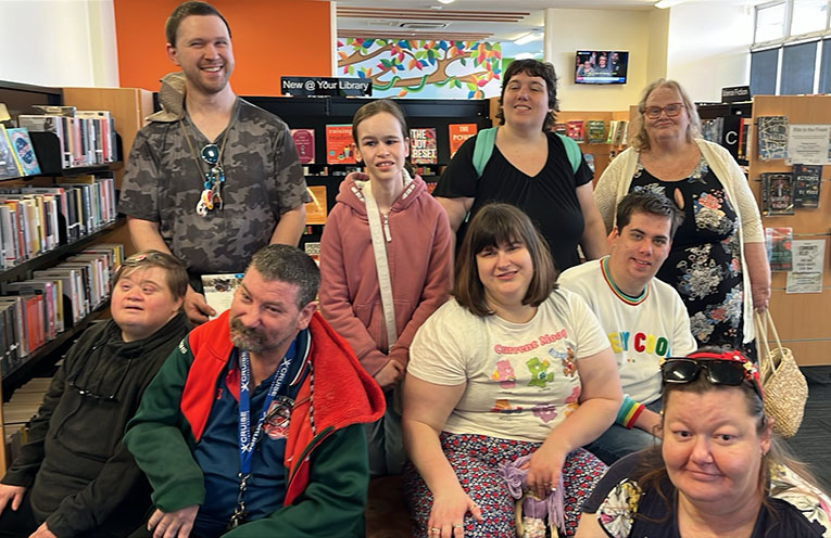The Creative Hands program participants “beehind” the pollination of art works on display at Raymond Terrace library.