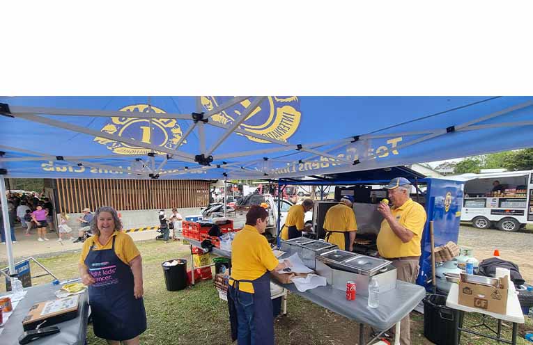 Tea Gardens Lions kept the people fed with their famous portable barbecue. Photo: Thomas O’Keefe.