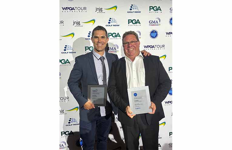 Nelson Bay Golf Club’s Duard Nel and Greg Stynes were honoured with top gongs at last week’s NSW Golf Industry Awards in Sydney.