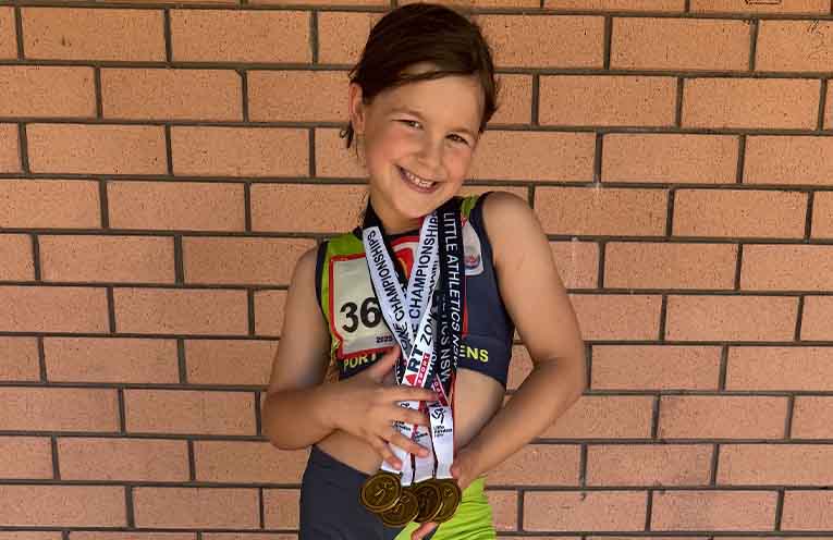 Gold medal haul for rookie Anna Bay sprinter Indiana Weine