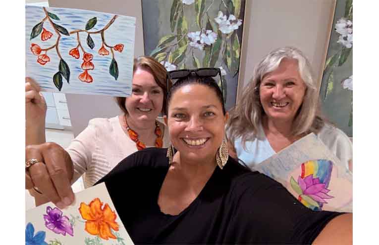 Arty attendees Jacie Whitfield, Jenny Crossey and Linda Jury with their keepsake pieces.