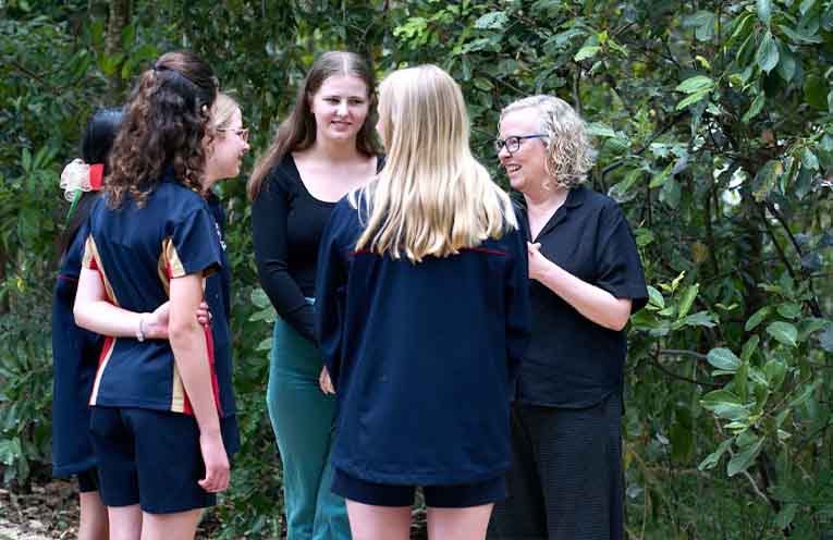 Sharon Claydon MP talks with Trinity Catholic College Students.