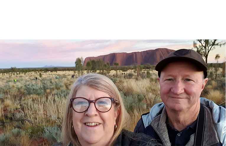 John and Beth Fuller on an adventure to Uluru.