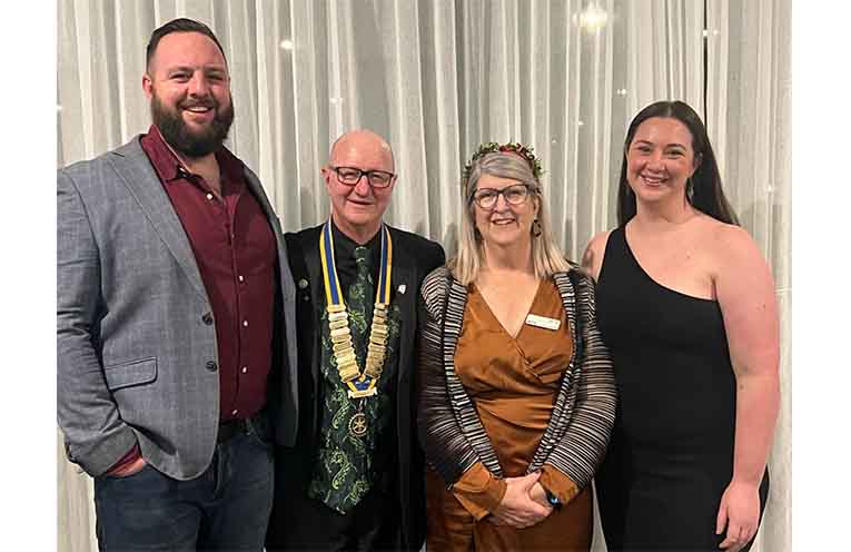 John and Beth with their children Joel and Chantal at the Rotary Club of Salamander Bay, when John became president.