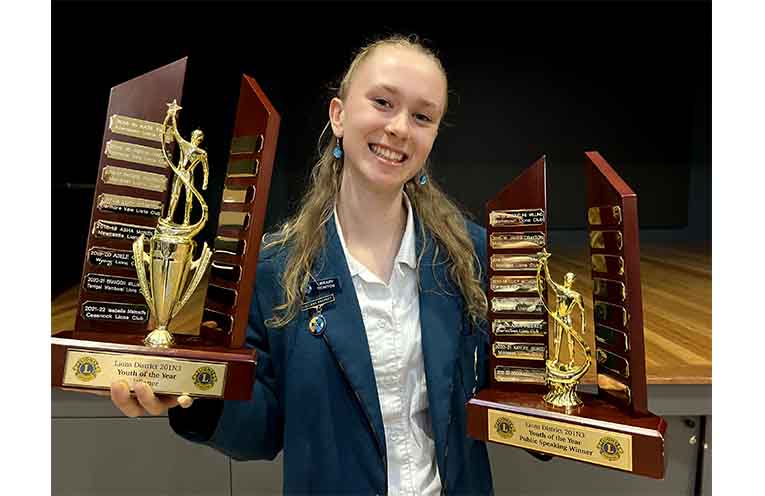Trophies from the Lions District 201N3 Youth of the Year competition. Photo: supplied.
