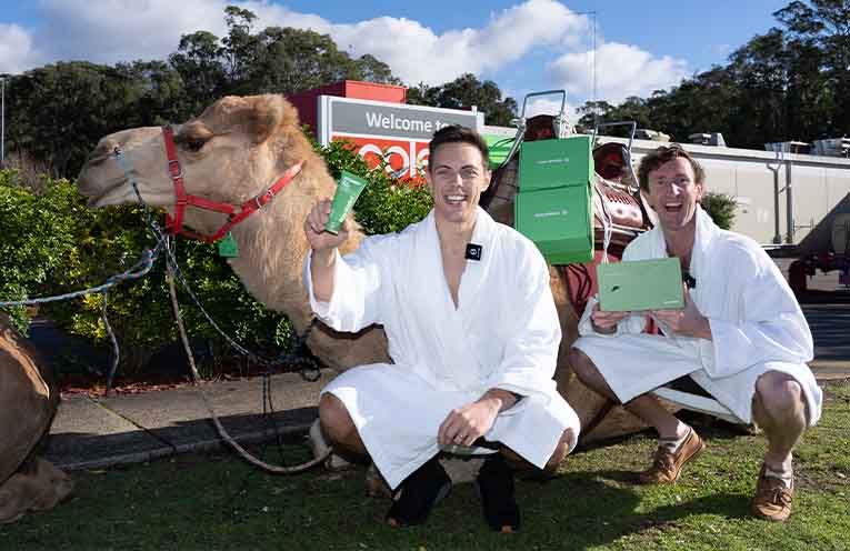 Medowie Coles receives its first-ever camel delivery