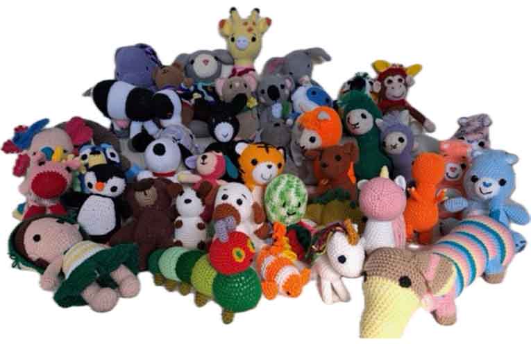 Some of Wilma’s many crochet animals.