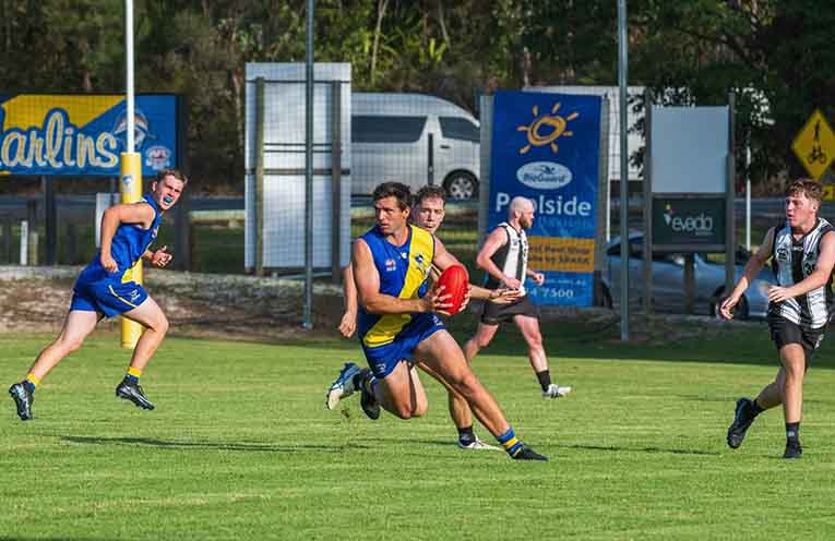 Tom Warren boots five goals in Nelson Bay’s AFL victory against Cardiff