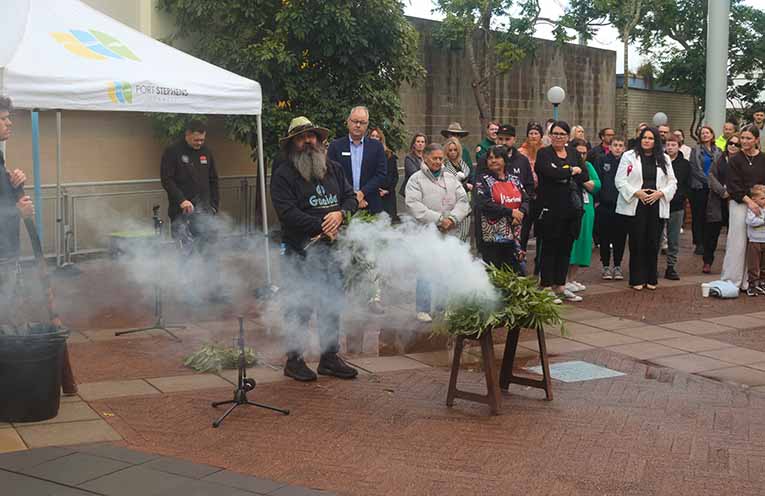 Uncle Justin Ridgeway performed the traditional Smoking Ceremony. Photo: Nico Lombardo