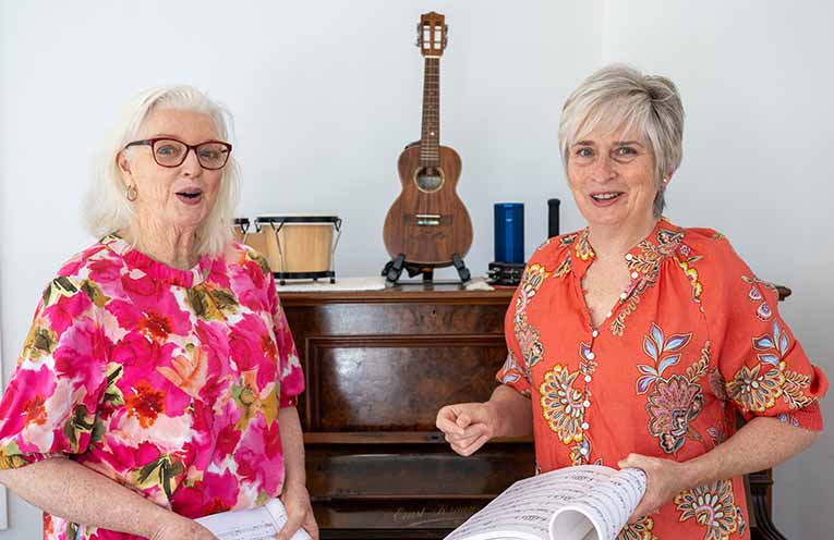 Sing Port Stephens founders are proud of the creativity, social connectivity, and gentle workout for the heart, lungs, brain and body that singing provides. Photo: Supplied by Sing Port Stephens.