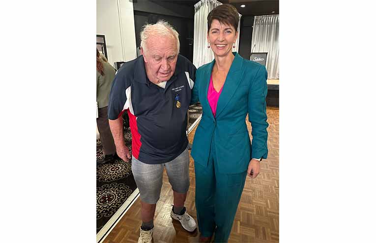 Kevin Lynch and Kate Washington MP at the community meeting discussing the future of health care in Port Stephens. Photo: Althea Guinsberg.