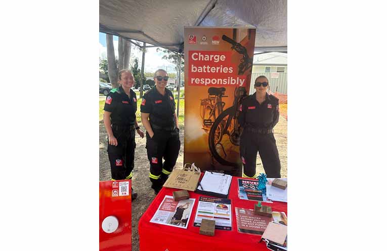 Raymond Terrace Fire and Rescue NSW crew members came along to chat with the community. Photo: Althea Guinsberg.