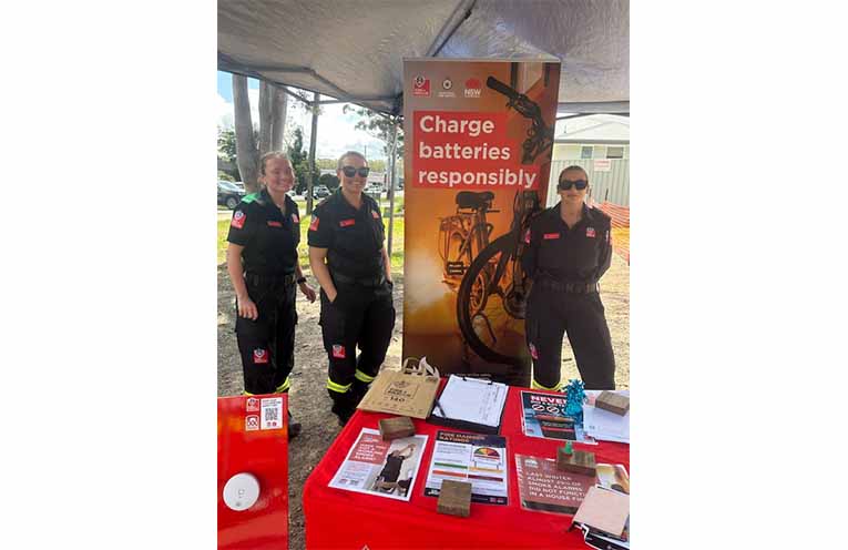 Raymond Terrace Fire and Rescue NSW crew members came along to chat with the community. Photo: Althea Guinsberg.