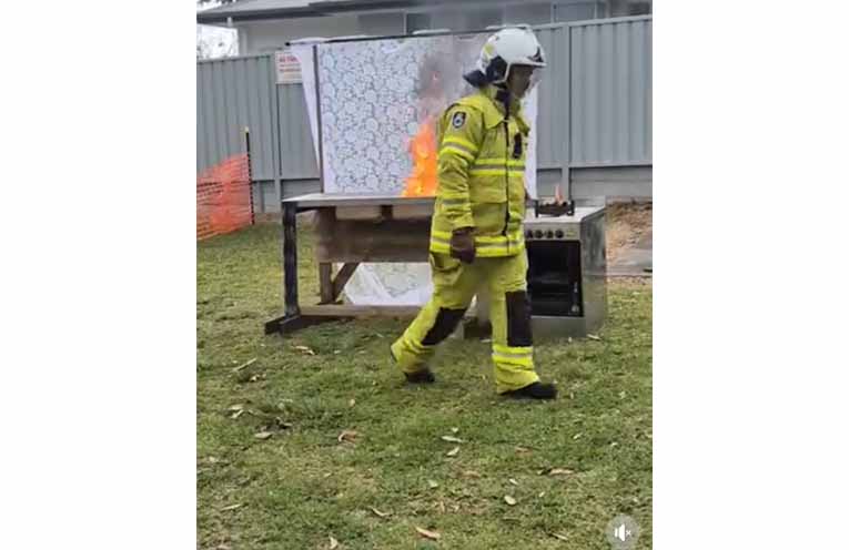 A kitchen fire demonstration showed just how quickly a fire can spread once it starts. Photo: Althea Guinsberg.