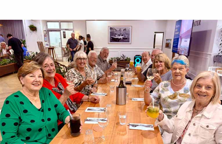 The Tomaree Over Fifties Fitness participants booked a table to help people facing hardship in Nepal.