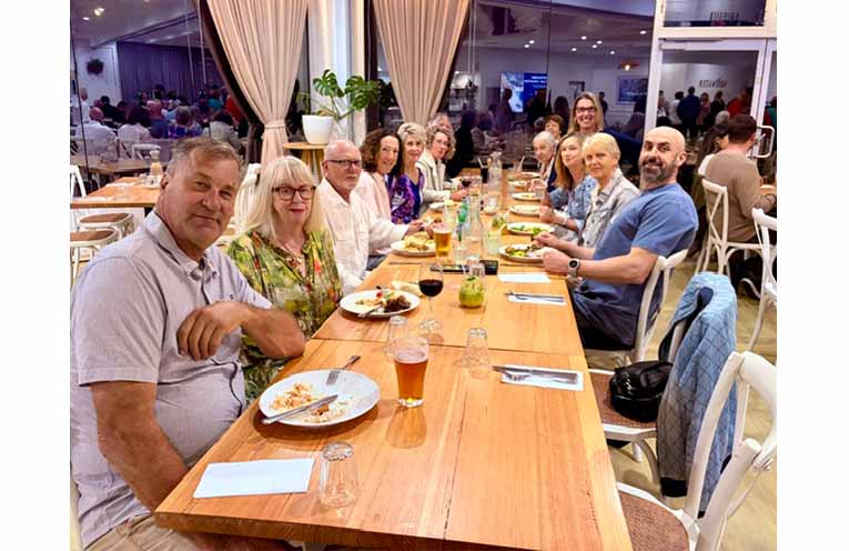 Fingal Bay residents gathered to support Saltwater’s initiative and the collective contribution of other restaurants in The Bay demonstrating the meeting point between two communities locally and internationally. Photo: Jacie Whitfield.