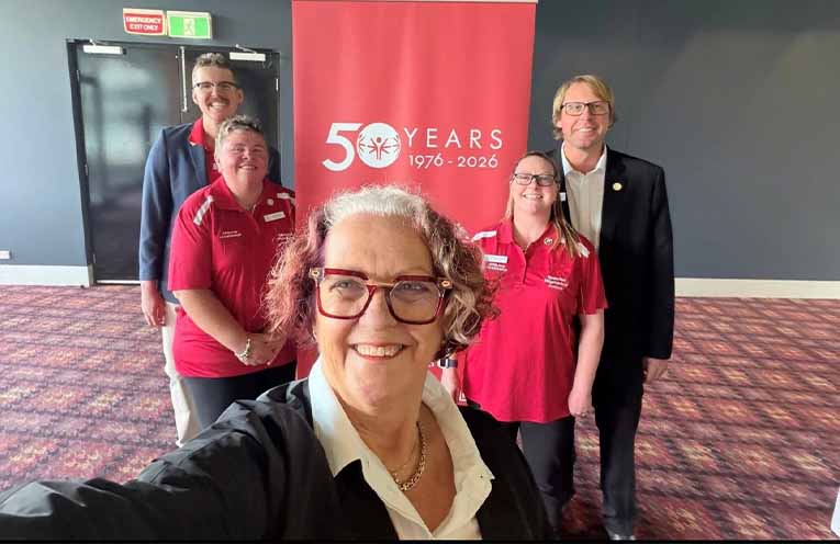Keiran Corry (back right), with Special Olympics’ board members and athletes. Photo: Keiran Corry.