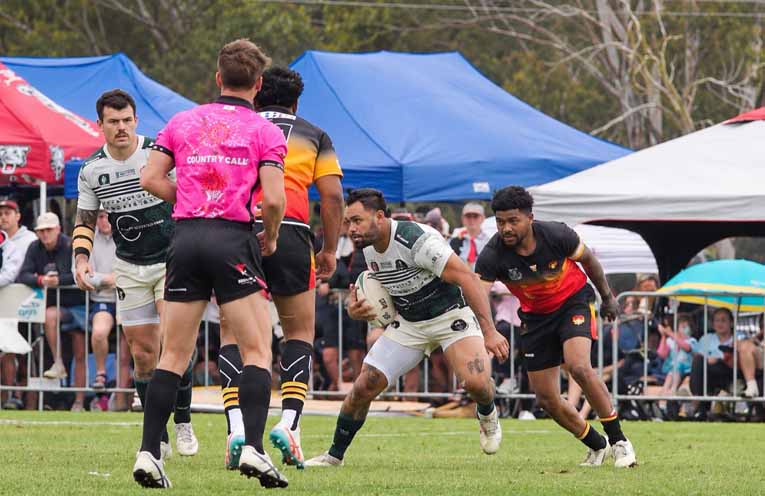 Players in action during the Koori knockout at King Park. Photo Althea :Guinsberg