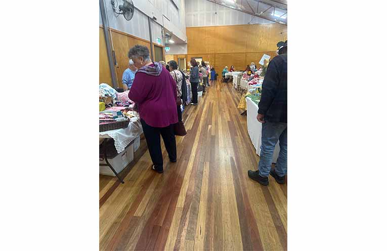 Visitors browse the handmade goods and chat with stallholders at the Medowie Lions Art and Craft Fair. Photo: Althea Guinsberg.
