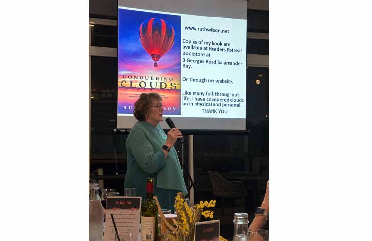 Keynote speaker Ruth Wilson OAM shared stories from her ballooning adventures. Photo: Althea Guinsberg.