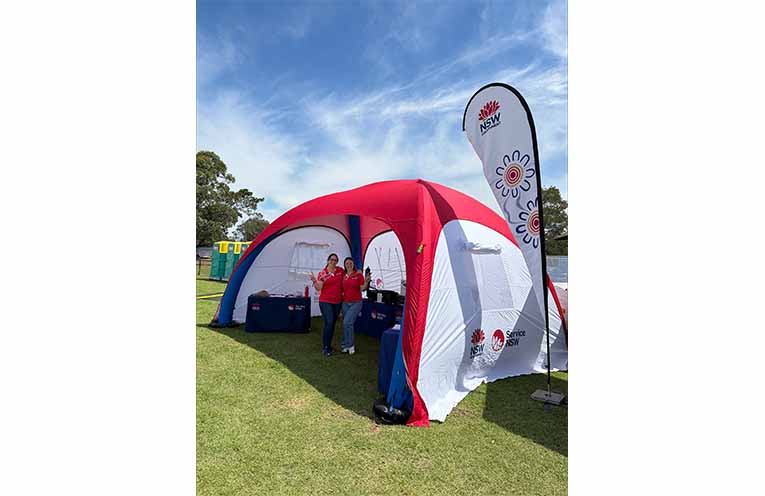 The team getting ready for the crowds at King Park last weekend. Photo: Department of Customer Service.