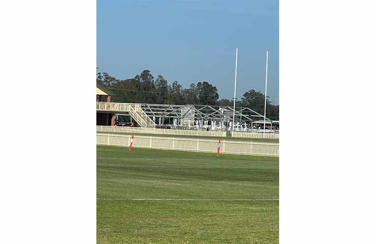 Marquees are going up at King Park in Raymond Terrace ahead of the NSW Koori Knockout next weekend. Photo: Althea Guinsberg.