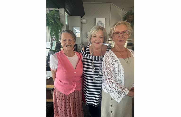 Port Stephens Councillor Roz Armstrong with Tomaree Community Hospital Auxiliary president Jayne Kilbride and committee member Barbara Stephens. Photo: Althea Guinsberg.